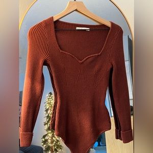 Abercrombie Brown Long-Sleeve Sweetheart Sweater Bodysuit Size Small